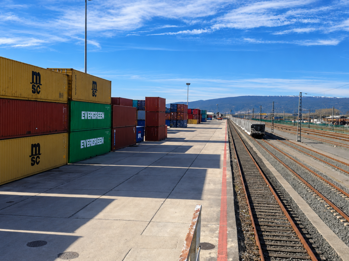 Contenedores y ferrocarril en el puerto seco de Jundiz